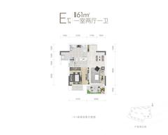 开元观澜东著小区1期1室2厅1卫61.00平户型