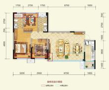 保利学府城1期3室2厅2卫96.00平户型