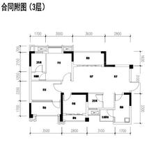 成功悦都3室2厅2卫88.58平户型