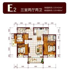 南鼎壹号3室2厅2卫119.41平户型