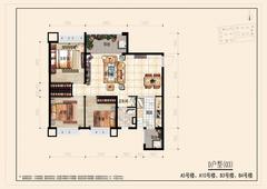 成都恒大翡翠龙庭1期3室2厅1卫99.19平户型