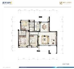 清江花都1期3室2厅2卫121.00平户型