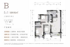 宽窄慢里1期3室2厅2卫109.95平户型