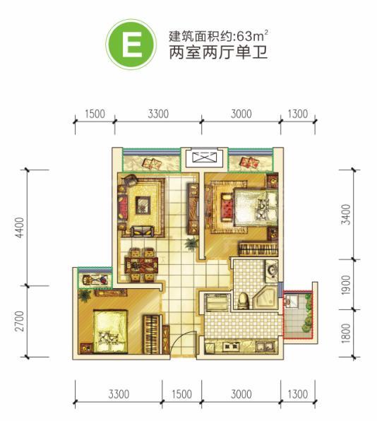 首创光和城二期标准层E户型