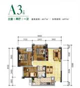 理想城 3室2厅1卫 67.00平米