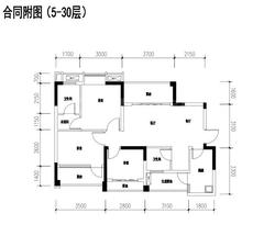 成功悦都3室2厅2卫90.73平户型