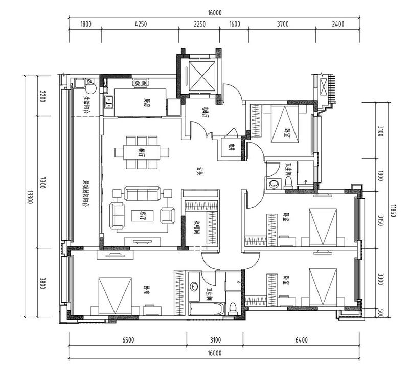 建面约201平米户型