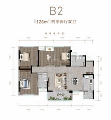 西宸春天小区4室2厅2卫128.63平户型