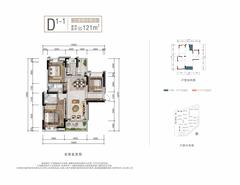 紫云府1期3室2厅2卫121.00平户型