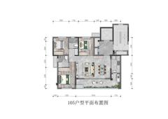 锦湖岸小区1期3室2厅2卫105.00平户型