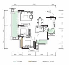 北城映像4期2室2厅1卫95.00平户型