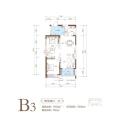 南湖滨江2室2厅1卫90.00平户型