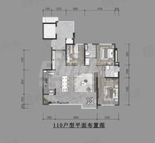 龙湖观辰名邸1期3室2厅2卫110.00平户型