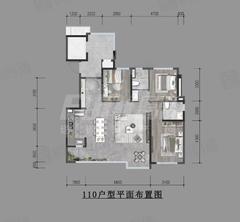 龙湖观辰名邸1期3室2厅2卫110.00平户型