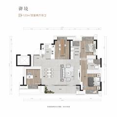 华润置地昆仑御1期4室2厅2卫123.00平户型