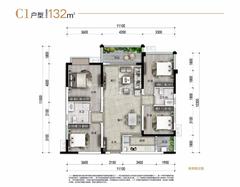德益·金龙郡1期4室2厅2卫132.00平户型