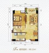 置信国色天乡鹭湖宫北区9期 1室2厅1卫 68.12平米