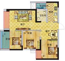 中国水电美立方3室2厅1卫73.00平户型