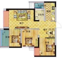 中国水电美立方3室2厅1卫73.00平户型