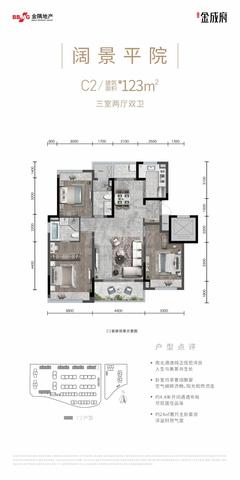金成东府1期3室2厅2卫123.00平户型