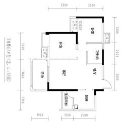 同聚和润国际2室2厅1卫67.59平户型