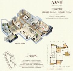玺龙湾3期3室2厅2卫129.00平户型