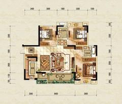 古川上苑3室2厅2卫117.19平户型