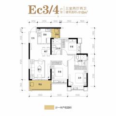 恒大林溪郡3室2厅2卫110.00平户型