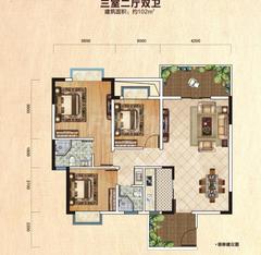 锦绣宸府1期3室2厅2卫102.00平户型