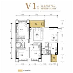 恒大林溪郡3室2厅2卫115.00平户型