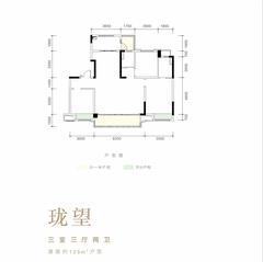 珑樾府1期3室2厅2卫125.00平户型
