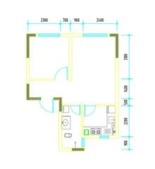 彭州市白鹿镇银杏枫丹酒店1室1厅1卫51.72平户型