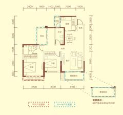 玖俪湾小区1期2室2厅2卫106.74平户型