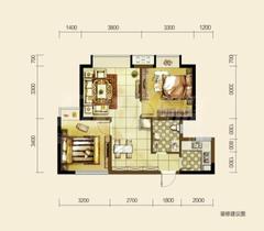 东城印象小区2室2厅1卫68.02平户型
