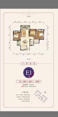 蝴蝶洲3室2厅2卫106.37平户型