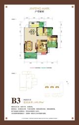 锦丰首席 3室2厅1卫 91.59平米