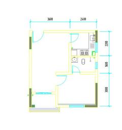 彭州市白鹿镇银杏枫丹酒店1室1厅1卫50.53平户型