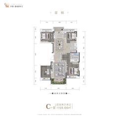 中洲锦城湖岸小区2期4室2厅2卫159.66平户型