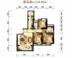锦悦府2期3室2厅2卫124.85平户型