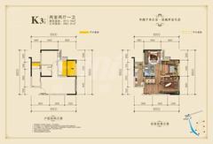 棕榈湖国际社区三期2室2厅1卫67.65平户型