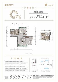 紫境府1期2室2厅3卫213.79平户型