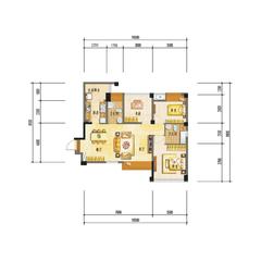 君雁金梧桐3室2厅2卫89.00平户型