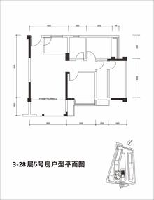 上景·东方邸1期3室2厅1卫77.37平户型