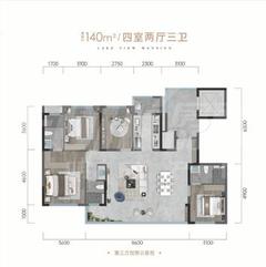 树高北湖丽璟1期4室2厅3卫140.00平户型
