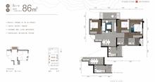锦绣世家府1期3室2厅2卫86.00平户型