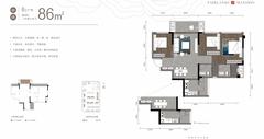 锦绣世家府1期3室2厅2卫86.00平户型