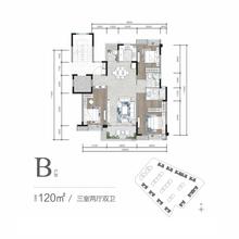 蜀澜峰荟花园1期3室2厅2卫120.00平户型