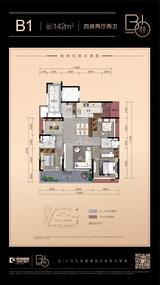 当代·璞誉小区1期 4室2厅2卫 142.00平米