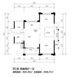 南湖国际中心2室2厅1卫91.99平户型