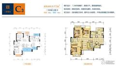 长虹和悦府3室2厅2卫87.00平户型